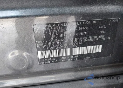 2021 Toyota Rav4 Hybrid Xle Premium from USA, damaged, VIN 4T3B6RFV6MU039000